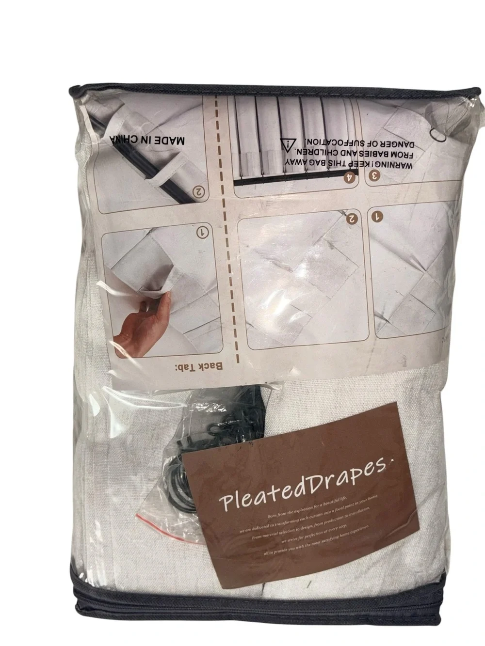 PleatedDrapes 102Inch Light Filtering Curtains for Sliding Glass Doors 2 Panels